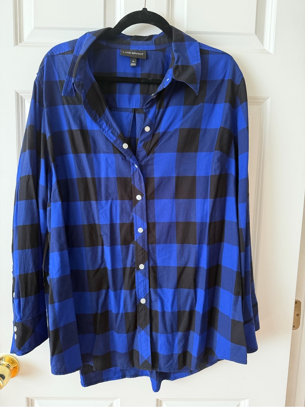 Lane Bryant Blue & Black Buffalo Plaid Button-Down Shirt